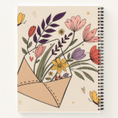 Bloemenenvelop met voorjaarsbloemen en vlinders notitieboek (Achterkant)