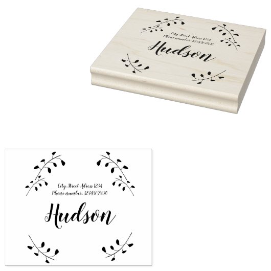 Bloemenfamilie en retour adres rubberstempel 	rubberstempel (Gestempeld)