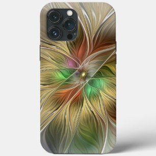 Bloemenfantasie met goudmodern Abstract fractal iPhone 13 Pro Max Hoesje