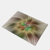 Bloemenfantasie met goudmodern Abstract fractal Deurmat (Schuin)