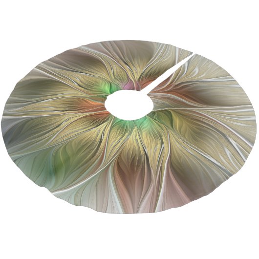 Bloemenfantasie met goudmodern Abstract fractal Kerstboom Rok (Gekanteld)