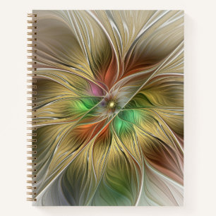 Bloemenfantasie met goudmodern Abstract fractal Notitieboek