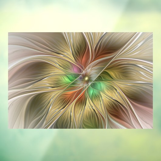 Bloemenfantasie met goudmodern Abstract fractal Raamsticker (Vel 3)