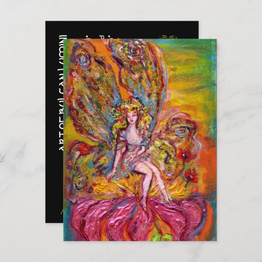 BLOEMENFEE OP DE ROZE IRIS Fantasie Uitnodiging Briefkaart (Voorkant / Achterkant)