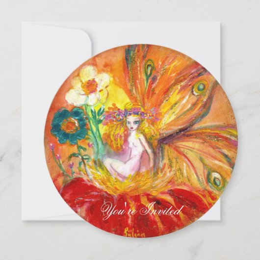 BLOEMENFEE rood geel goud glinstert Kaart (Voorkant)