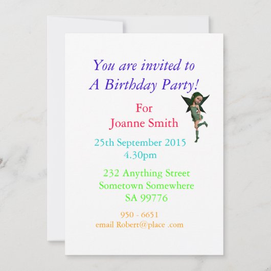 Bloemenfeeën 6e verjaardag Uitnodiging (Achterkant)