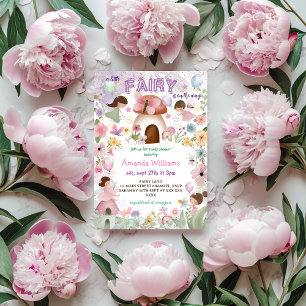 Bloemenfeeënbos Baby Meisje Shower Kaart