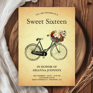  Bloemenfiets 16e Verjaardag Sweet Sixteen Kaart