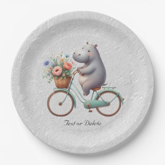 Bloemenfiets Hippo papier Bord (Voorkant)