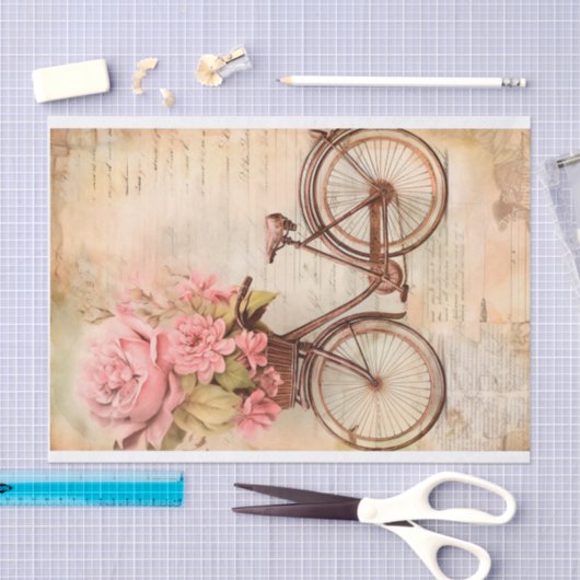 bloemenfietsontwerp, retro tissuepapier (Craft)