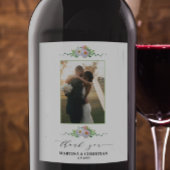 Bloemenfoto Dank u bruiloft Wijn Etiket