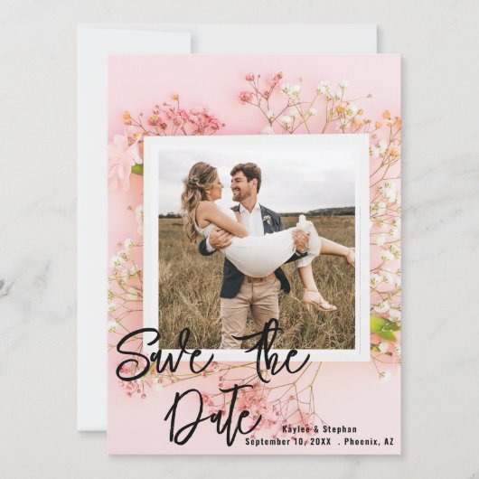Bloemenfoto Save the Dates - Roze & Elegant Save The Date (Voorkant)
