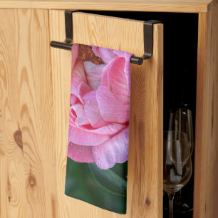 Bloemenfotografie, roze pioenbloem theedoek