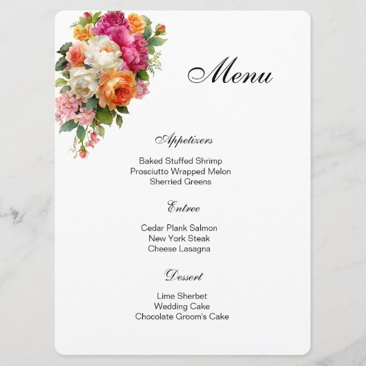 Bloemengastheekaart Menu (Voorkant)