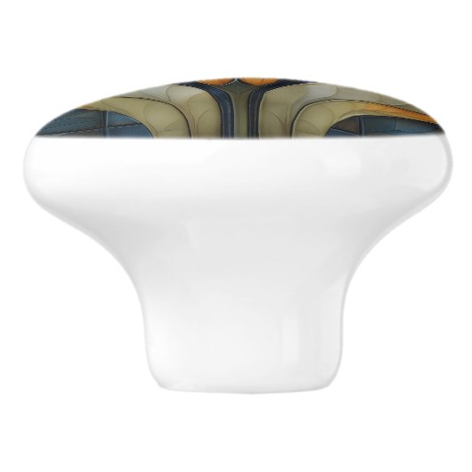 Bloemengele Lily Art Deco Keramische Knop (Zijkant)