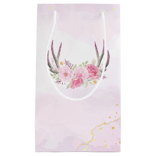 Bloemengewei Blush Roze & Goud Meisje's Verjaardag Klein Cadeauzakje (Voorkant)