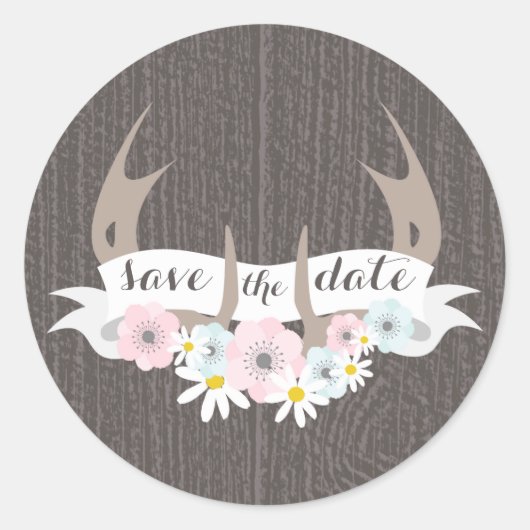 Bloemengewei + schuurhout Save the Date Sticker (Voorkant)