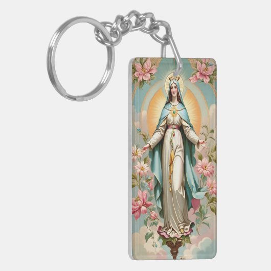  Bloemengezegende Moeder Maria Katholiek Keycha Sleutelhanger (Voorkant Links)