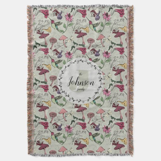 Bloemengezinnaam Kolibrie Tuin & Bloemen Deken (Voorkant Verticaal)