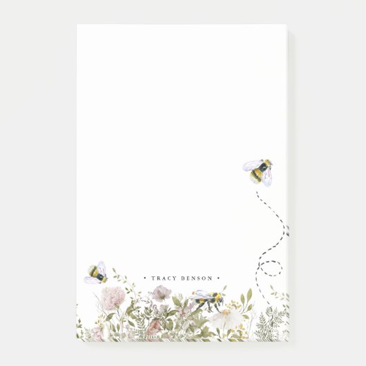Bloemengif honingraat hommel monogram gepersonalis post-it® notes (Voorkant)