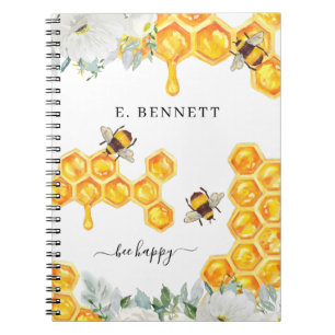 Bloemengif honingraat hommel Monogram journaal Notitieboek
