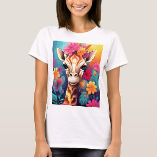 Bloemengiraffe Portret-9320 T-shirt