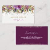 Bloemenglitter sprankelende Amethist Visitekaartje (Voorkant / Achterkant)