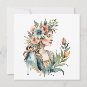 Bloemengodin Ostara Lente-equinox Sabbat Feestdagenkaart