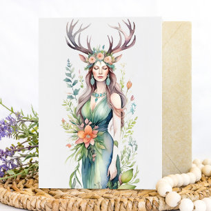Bloemengodin Ostara Lente-equinox Sabbat Feestdagenkaart