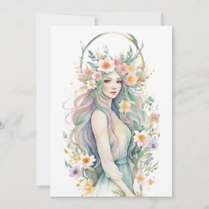 Bloemengodin Ostara Lente-equinox Sabbat Feestdagenkaart