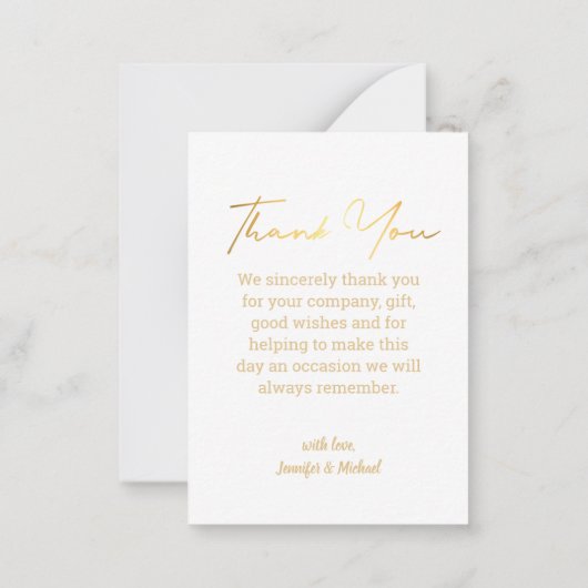 Bloemengoud Dank u bruiloft boog foto Notitiekaartje (Achterkant)