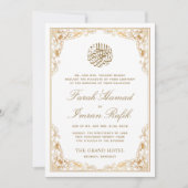 Bloemengoud Lijst wit islamitisch moslim bruiloft Kaart (Voorkant)