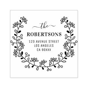 Bloemengrens Familienaam Adres Rubberstempel