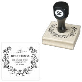 Bloemengrens Familienaam Adres Rubberstempel (Gestempeld)