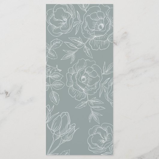 bloemengrijs modern elegant bruiloft menu (Achterkant)