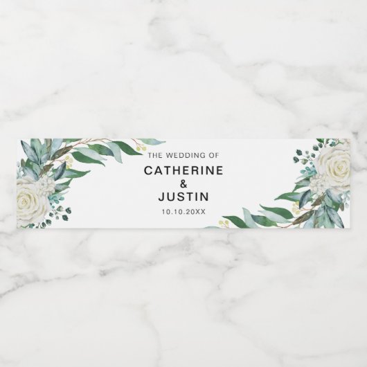Bloemengroen bruiloft evenement Alle tekst bewerkb Waterfles Etiket (Enkel label)