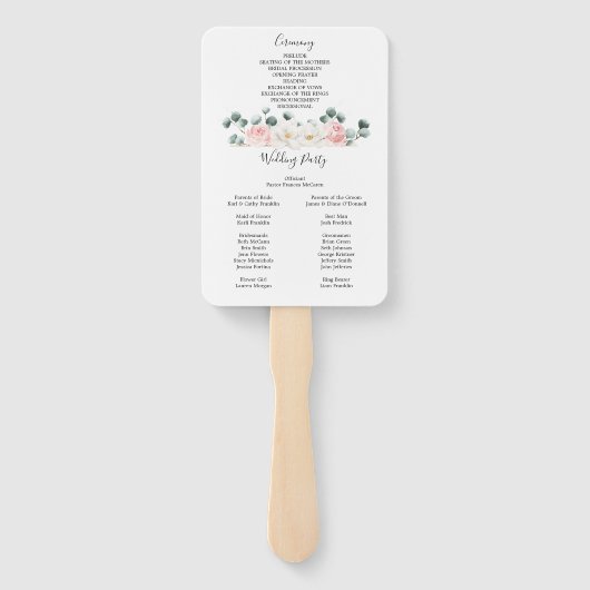 Bloemengroen bruiloft fan programma handwaaier (Achterkant)