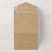 Bloemengroen Cascade Rustic Kraft Wedding All In One Uitnodiging (Buitenkant)