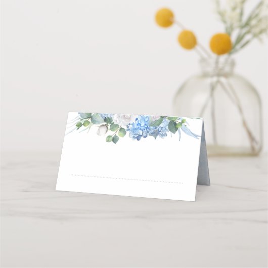 Bloemengroen Elegant Stoffig Blauw Bruiloft (Voorkant)