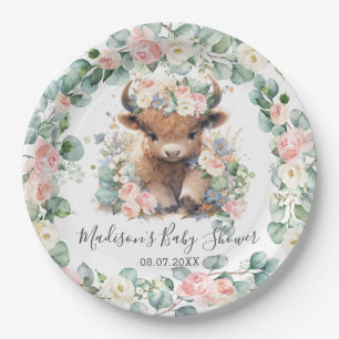 Bloemengroen Highland Koe Baby shower Verjaardag Papieren Bordje