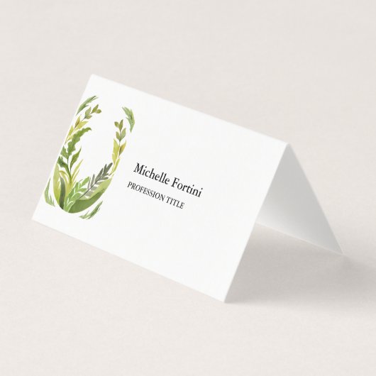 Bloemengroen Modern Elegant Plain Minimalist Visitekaartjes (Voorkant)