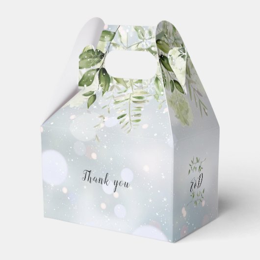 Bloemengroen Monogram Winter bruiloft Bedankdoosjes (Achterkant)