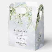 Bloemengroen Monogram Winter bruiloft Bedankdoosjes (Geopend)