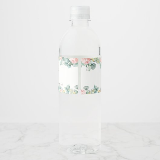 Bloemengroen Olifant Meisje Baby shower Favor Waterfles Etiket (Achterkant)