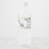 Bloemengroen Olifant Meisje Baby shower Favor Waterfles Etiket (Voorkant)