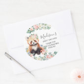 Bloemengroen Schattigee rode panda Dank u wel Ronde Sticker (Envelop)