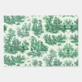  bloemengroene toile jouy inpakpapier vel (Voorkant)