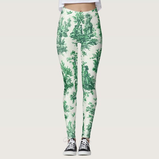  bloemengroene toile jouy leggings (Voorkant)