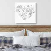 Bloemenhart Doodle 6 Canvas Afdruk (Insitu (Slaapkamer))