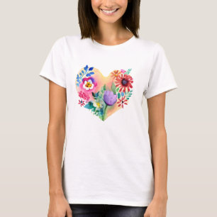  Bloemenhart Kleurrijke AI ART T-shirt
